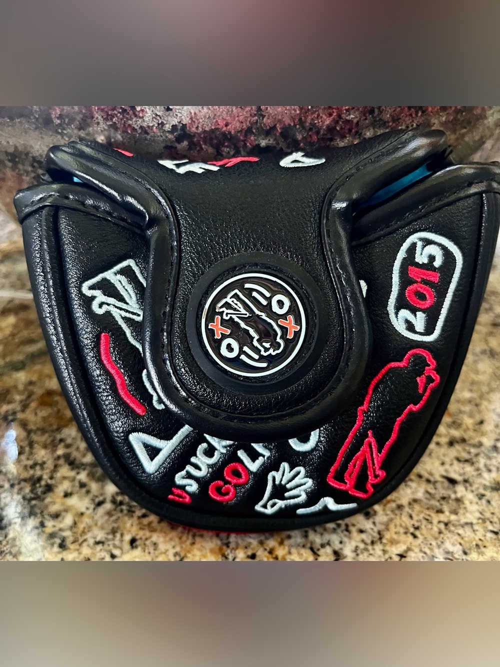 U Suck at Golf Doodle Putter Cover Black, Red, Light Blue